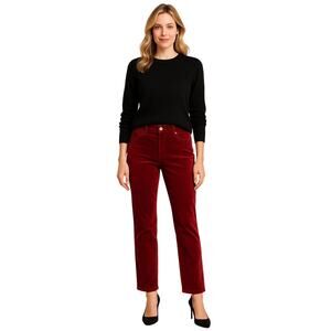 Soft Surroundings Blakely Velveteen Pants Cabernet Red Size 12 Straight Leg